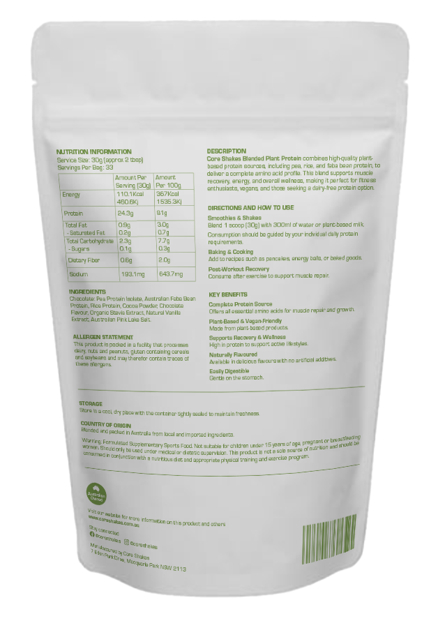 Core Shakes Plant Protein - Chocolate 1kg